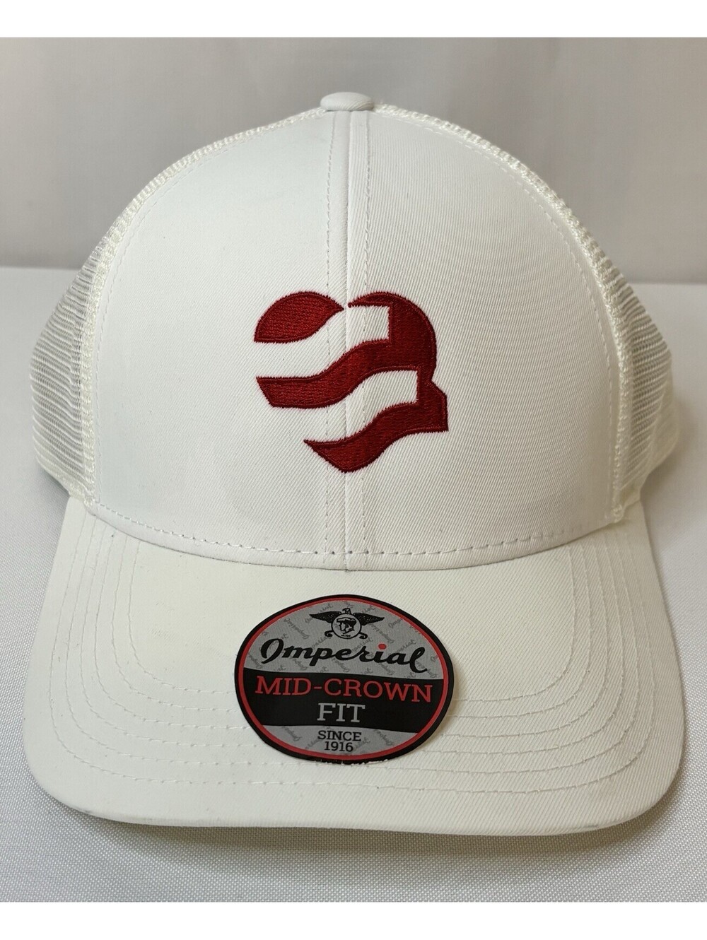 Vintage Rocawear Logo Imperial 1988M Mesh Trucker Hat White Mid Crown Cap Y2K